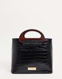 Черная сумка-тоут небольшого размера с ручкой с имитацией крокодиловой кожи Carvela-Светло-коричневый