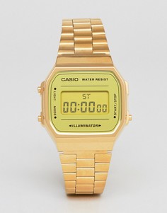 Золотистые цифровые часы Casio A168W-Золотой