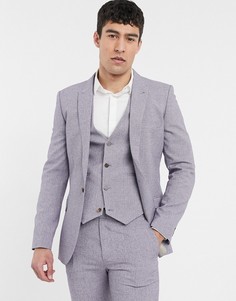 Темно-серый супероблегающий пиджак с рисунком-штриховкой ASOS DESIGN Wedding