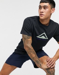 Черная футболка с большим логотипом Nike Running Trail-Черный