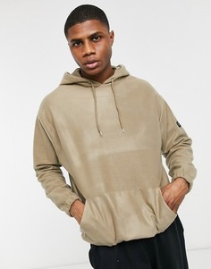 Oversized-худи из флиса бежево-коричневого цвета с нашивкой ASOS DESIGN-Бежевый