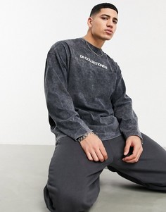 Черный oversized-лонгслив из плотного трикотажа с контрастными строчками ASOS Dark Future-Черный цвет
