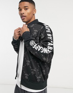 Черная спортивная куртка со сплошным принтом Кинг-Конга и однотонным логотипом AAPE By A Bathing Ape (от комплекта)-Черный цвет