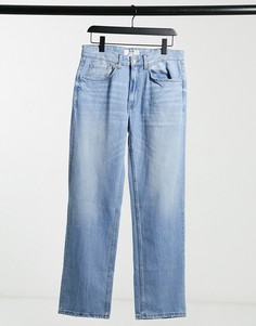 Голубые джинсы прямого кроя в стиле 90-х Bershka-Голубой