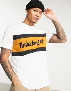 Белая футболка с логотипом на груди в виде вставки Timberland-Белый