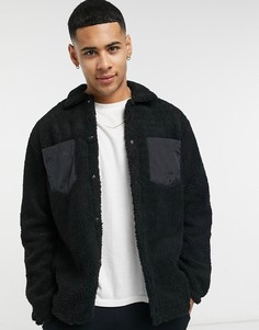 Черная плюшевая куртка с карманами Jack & Jones Originals-Черный цвет