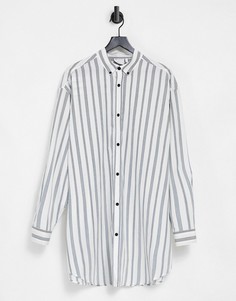 Рубашка в стиле extreme oversized из поплина с принтом в ретро-полоску ASOS DESIGN-Белый
