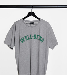 Футболка серого меланжевого цвета с принтом Well-Being ASOS DESIGN Curve-Серый
