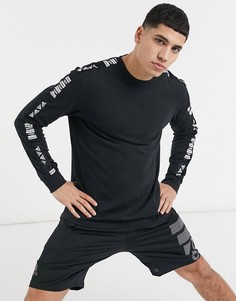 Черный лонгслив с фирменной лентой adidas Training-Черный цвет