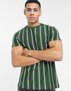 Oversized-футболка темно-зеленого цвета в полоску New Look-Зеленый цвет