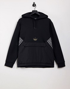 Черный худи премиум-класса с логотипом-трилистником по центру изделия adidas Originals SPRT-Черный цвет