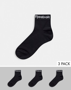 Набор из трех пар черных носков до щиколотки Reebok Training-Черный