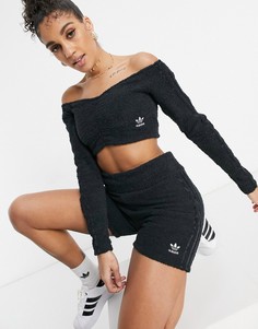 Черные шорты-леггинсы из пушистого трикотажа adidas Originals "Relaxed Risqué"-Черный цвет
