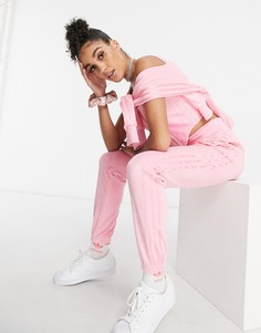 Ярко-розовые велюровые джоггеры adidas Originals Relaxed Risqué-Розовый цвет