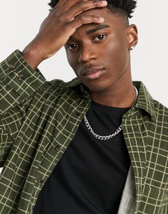 Зеленая вельветовая рубашка навыпуск в крупную клетку ASOS DESIGN-Зеленый цвет