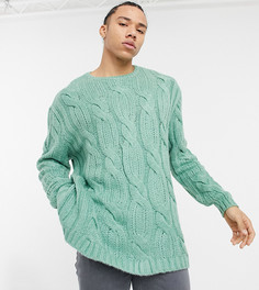 Лаймово-зеленый джемпер с вязкой объемными косами ASOS DESIGN Tall-Зеленый цвет