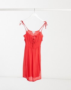 Красное платье мини с оборками спереди Topshop-Красный