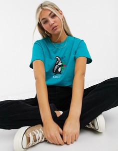 Свободная футболка с принтом "love stinks" Obey-Зеленый цвет