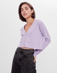 Мягкий сиреневый кардиган Bershka-Фиолетовый