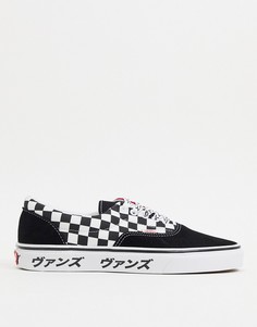 Черные кроссовки в шахматную клетку в японском стиле Vans Era-Черный цвет