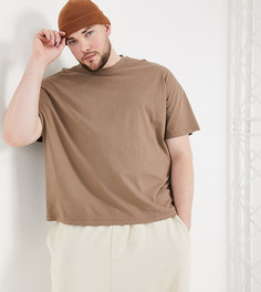 Коричневая oversized-футболка ASOS DESIGN Plus-Светло-коричневый
