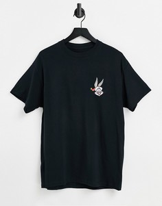 Черная футболка с новогодним принтом Багза Банни New Look-Черный цвет