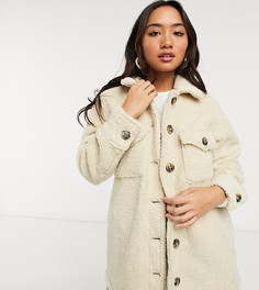 Куртка-рубашка в стиле oversized из искусственного меха Brave Soul Petite-Кремовый
