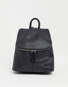 Черный кожаный рюкзак на молнии ASOS DESIGN-Черный цвет