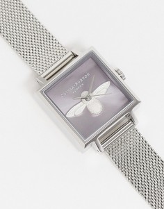 Серебристые часы с фиолетовым циферблатом Olivia Burton Bee Sunray-Серебристый