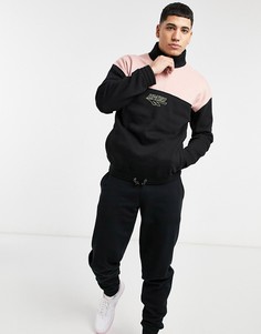 Куртка-пуловер с высоким воротником и короткой молнией в черном и розовом цветах Hi-Tec-Черный цвет