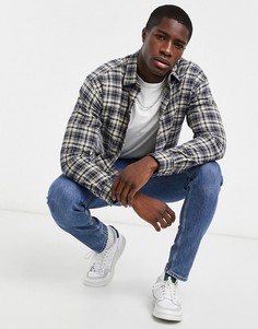 Темно-синяя рубашка в бежевую клетку Jack & Jones Originals-Темно-синий