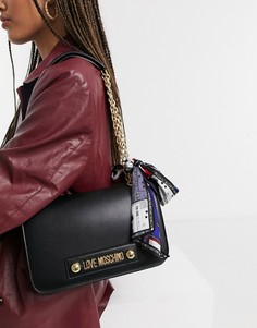 Черная сумка на плечо с шарфом Love Moschino-Черный цвет