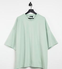 Зеленая футболка в стиле oversized с рукавами до локтя ASOS DESIGN Plus-Зеленый цвет