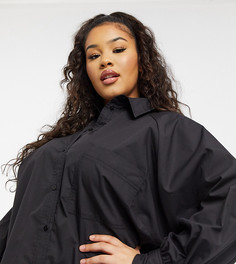 Черное платье-рубашка мини в стиле oversized ASOS DESIGN Curve-Черный цвет