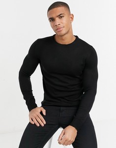 Черный гладкий трикотажный джемпер с круглым вырезом Brave Soul-Черный цвет