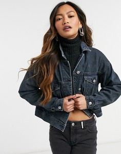 Темно-синяя выбеленная джинсовая куртка American Eagle-Голубой
