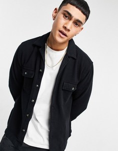 Черная вельветовая рубашка навыпуск ASOS DESIGN-Черный цвет