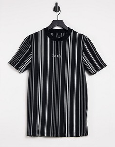 Черная футболка в полоску River Island-Черный цвет