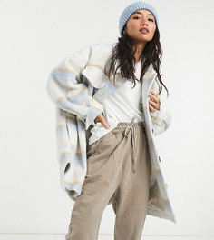Светло-голубая клетчатая куртка с начесом ASOS DESIGN-Голубой