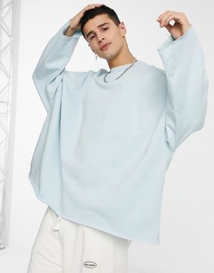 Пастельно-голубой очень свободный oversized свитшот с необработанным краем ASOS DESIGN