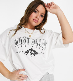 Белая oversized-футболка с винтажным принтом гор ASOS DESIGN Curve-Белый