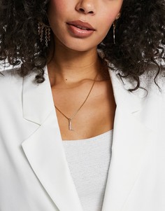 Ожерелье с подвеской из кристаллов Swarovski в виде буквы "L" Krystal London-Прозрачный