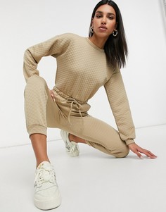 Светло-бежевый стеганый комбинезон с джоггерами ASOS DESIGN-Коричневый цвет
