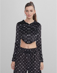 Худи черного цвета с элементами корсета на молнии от комплекта Bershka Hello Kitty-Черный