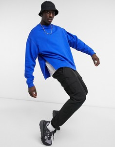 Синий oversized-свитшот с широкими разрезами по бокам ASOS DESIGN-Голубой