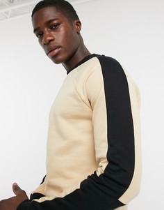 Свитшот с рукавами реглан с контрастными вставками ASOS DESIGN-Бежевый