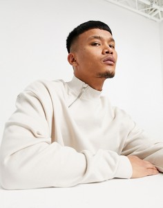 Бежевый oversize-свитшот с молнией ASOS DESIGN-Серый