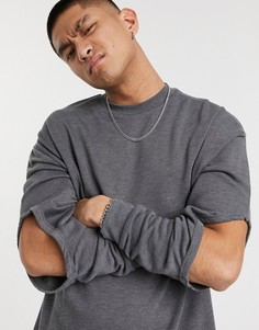Черный выбеленный свитшот в стиле oversized с вырезами на локтях ASOS DESIGN-Черный цвет