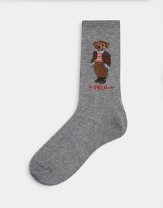Серые носки с медведями Polo Ralph Lauren-Серый