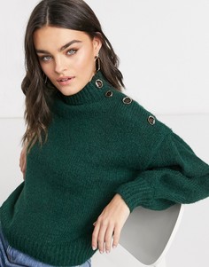 Темно-зеленый джемпер премиум с пуговицами Vero Moda